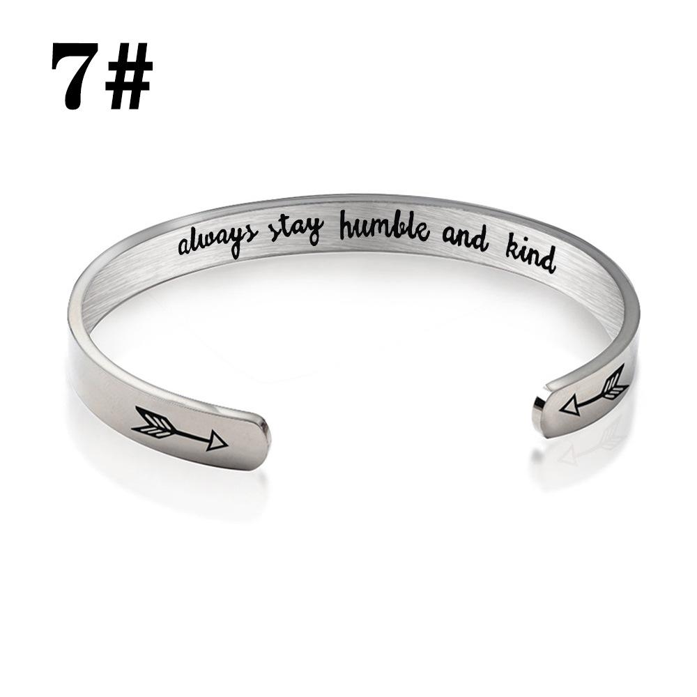 pretty Bangle Bracelet for Women Birthday Gifts Color Silver Inspirational Bracelets Bangles for Women Engraved Mantra Cuff Bangle