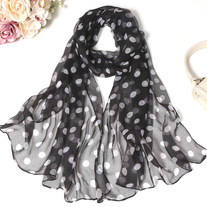Classic Black and White Silk Scarf Woman Spring and Autumn Polka Dot Shawl Long Scarves Versatile Air Conditioning Scarf
Classic Black and White Silk Scarf Woman Spring and Autumn Polka Dot Shawl Long Scarves Versatile Air Conditioning Scarf