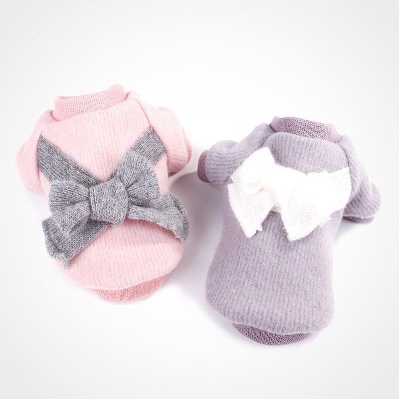 Dog Apparel Luxury Cute Clothes Thicken Warm Pet Bow Sweater Cotton Winter Soft For Small Medium Dogs Coat XS-2XL