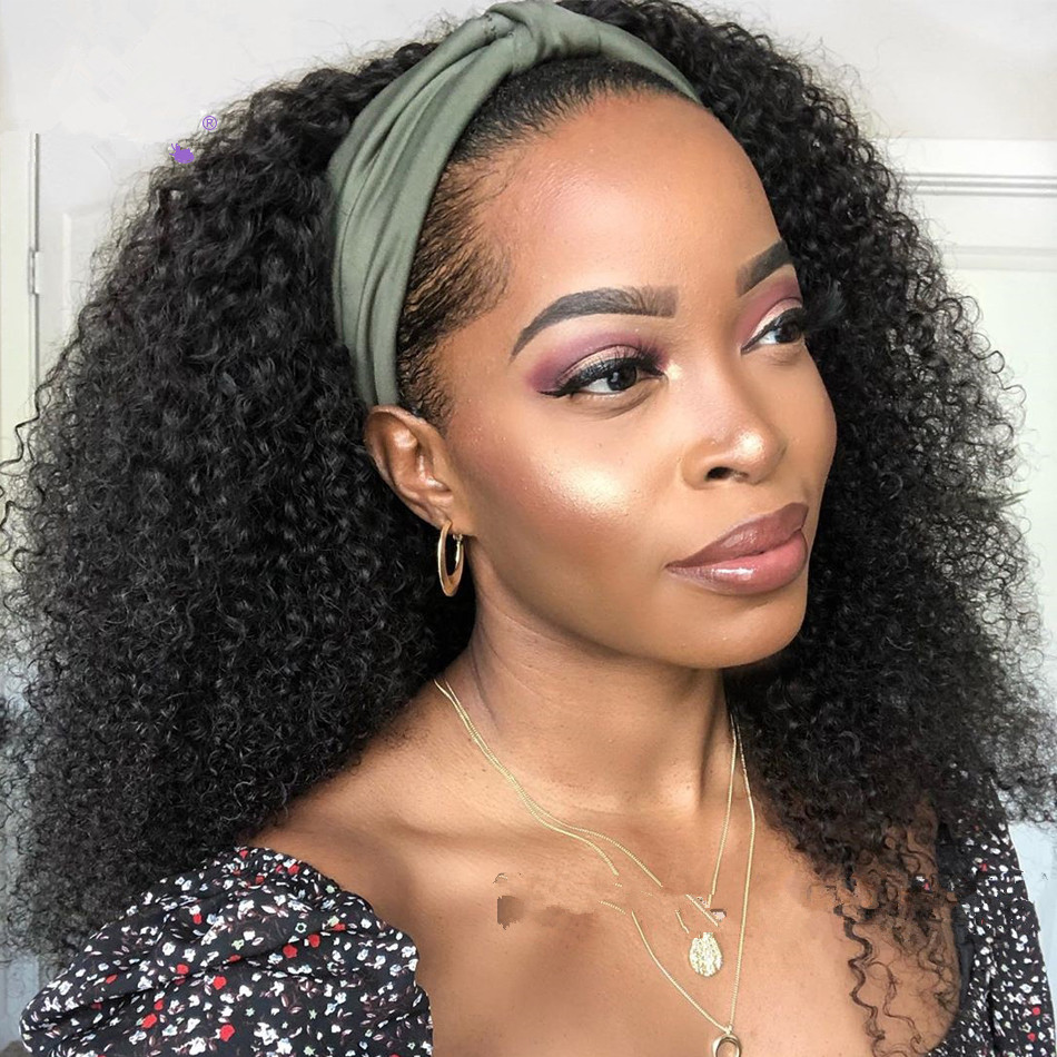 New Headband Wigs for Black Women Human Hair Wigs 150%density None Lace Front Wigs Brizilian Virgin Hair Machine Made Full Headband Wig