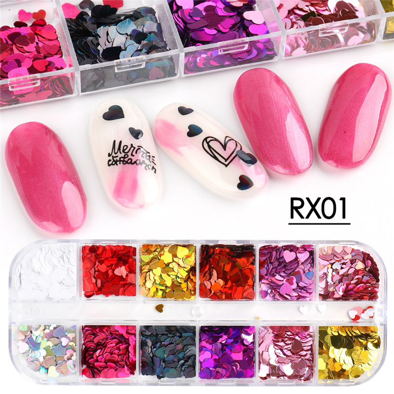 Butterfly Nail Sequins Paillette Heart Shaped Nail Art Decorations 3D Flakes Slices Spangle Laser Nail Holographics Glitter Stickers