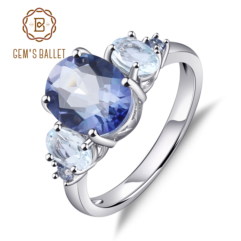 Gem's Ballet Solid 925 Sterling Silver Fine Jewelry 2.36Ct Natural Iolite Blue Mystic Quartz Sky Blue Topaz Rings For Women
Gem's Ballet Solid 925 Sterling Silver Fine Jewelry 2.36Ct Natural Iolite Blue Mystic Quartz Sky Blue Topaz Rings For Women