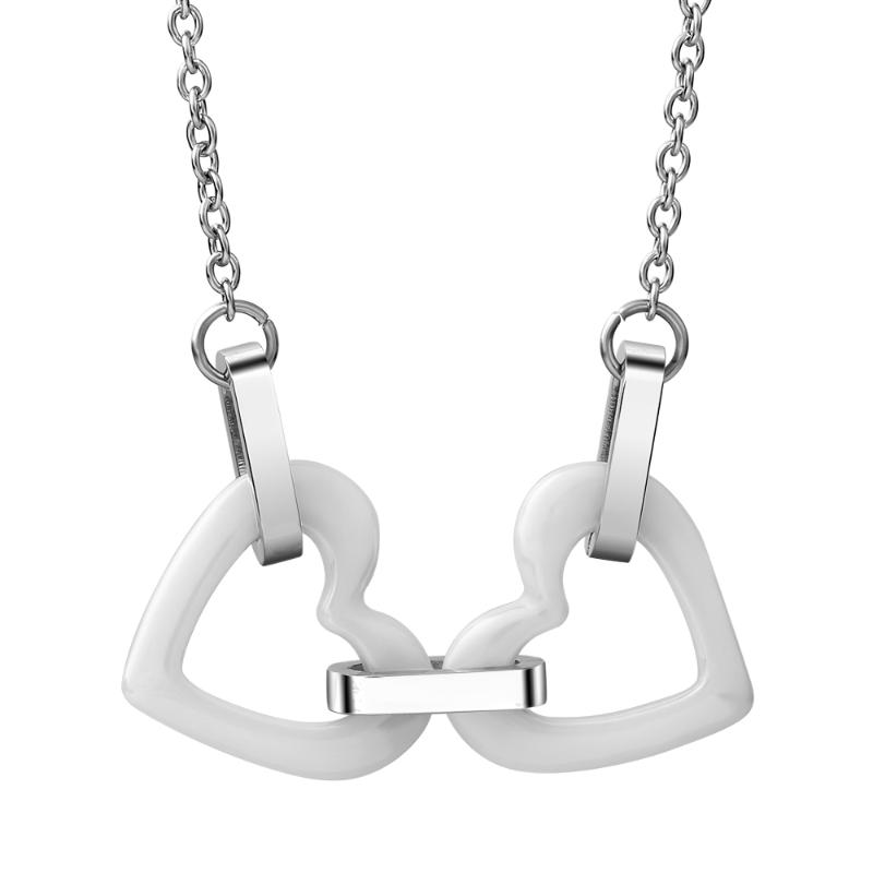 Hot Sale Double White Ceramic Double Heart Pendant Necklace With Stainless Steel Link Chain Women Fashion Necklace
Hot Sale Double White Ceramic Double Heart Pendant Necklace With Stainless Steel Link Chain Women Fashion Necklace