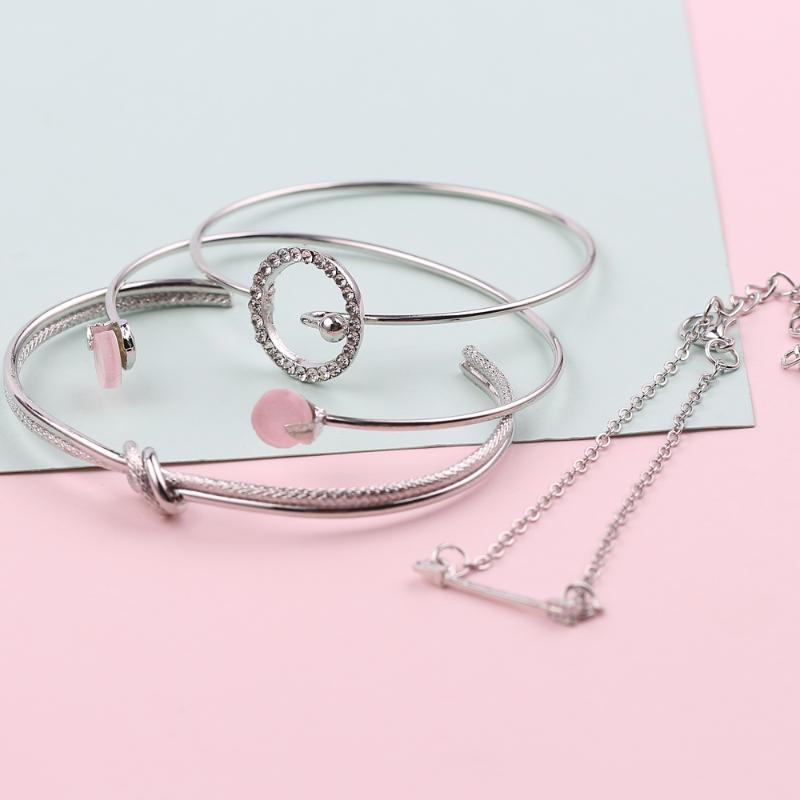 Charm Beach Jewelry Fashion Initially Chain Arrow Knot Circle Pink Open Bracelet Set Women For Travel 4 Pcs/Set
Charm Beach Jewelry Fashion Initially Chain Arrow Knot Circle Pink Open Bracelet Set Women For Travel 4 Pcs/Set