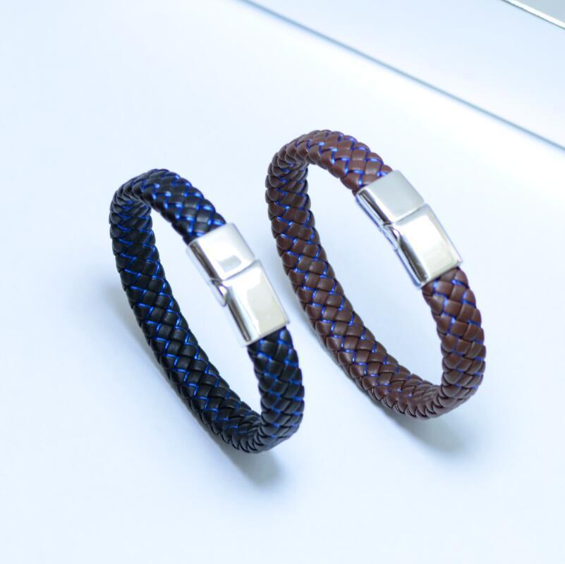 New Men Jewelry Punk Black Blue Braided Leather Bracelet for Men Stainless Steel Magnetic Clasp Fashion Bangles Gifts
New Men Jewelry Punk Black Blue Braided Leather Bracelet for Men Stainless Steel Magnetic Clasp Fashion Bangles Gifts