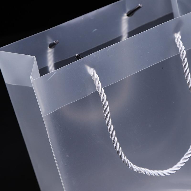 8 Size Frosted PVC plastic gift bags with handles waterproof transparent PVC bag clear handbag party favors bag custom logo