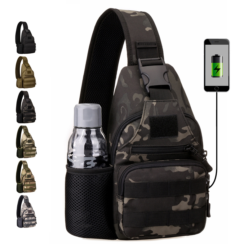 Chest Bag Tactical Molle Shoulder USB Bags Men Outdoor Hiking Camping Hunting Waterproof Camouflage Single Backpack, Brown
Chest Bag Tactical Molle Shoulder USB Bags Men Outdoor Hiking Camping Hunting Waterproof Camouflage Single Backpack, Brown