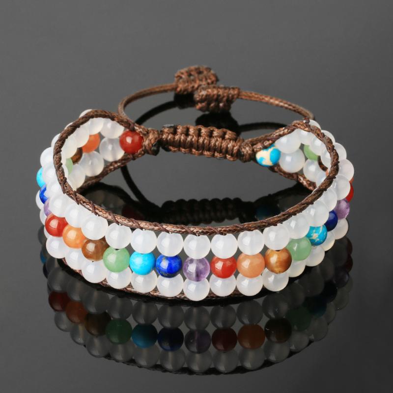 Vintage White Natural Stone Crystal Bracelets For Women Healing 7 Chakra Multilayer Brown Rope 6mm Round Beads Bracelets Jewelry 
Vintage White Natural Stone Crystal Bracelets For Women Healing 7 Chakra Multilayer Brown Rope 6mm Round Beads Bracelets Jewelry