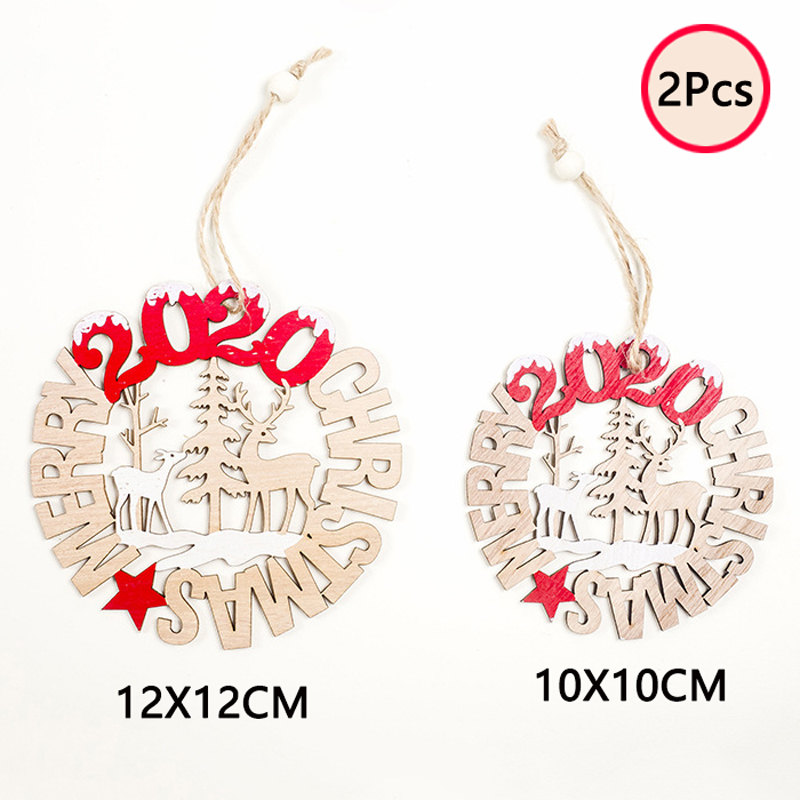 2020 New Year Xmas Tree Ornament Wood Hanging Christmas Decorations for Home Christmas Elk Pendants Noel Kids Gift Navidad Decor
