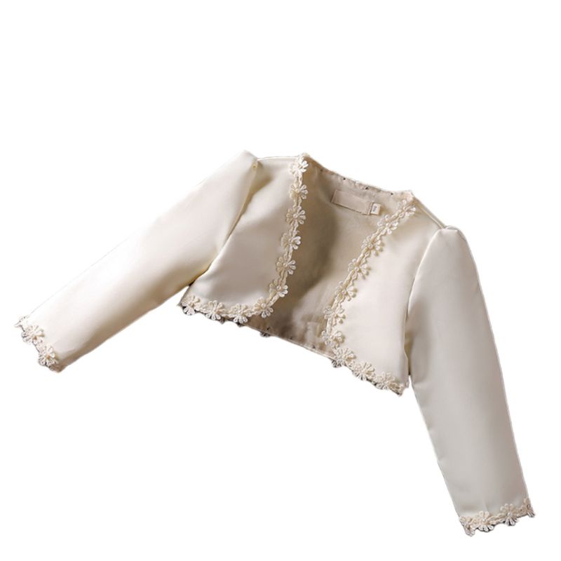 Flower Girls Long Sleeve Satin Shrug Embroidery Faux Pearl Flower Wedding Jacket CORB, Champagne
Flower Girls Long Sleeve Satin Shrug Embroidery Faux Pearl Flower Wedding Jacket CORB, Champagne