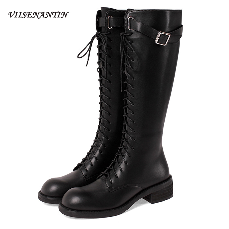 Knight Boots Women's New Autumn Winter British Style Round Toe Thick Heel Belt Buckle Knee Length Motorcycles Boots, Black
Knight Boots Women's New Autumn Winter British Style Round Toe Thick Heel Belt Buckle Knee Length Motorcycles Boots, Black