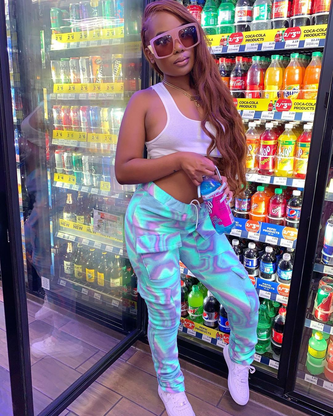 Spot 2021 European and American spring and summer women's casual fashion pocket lace multi-color printed pants