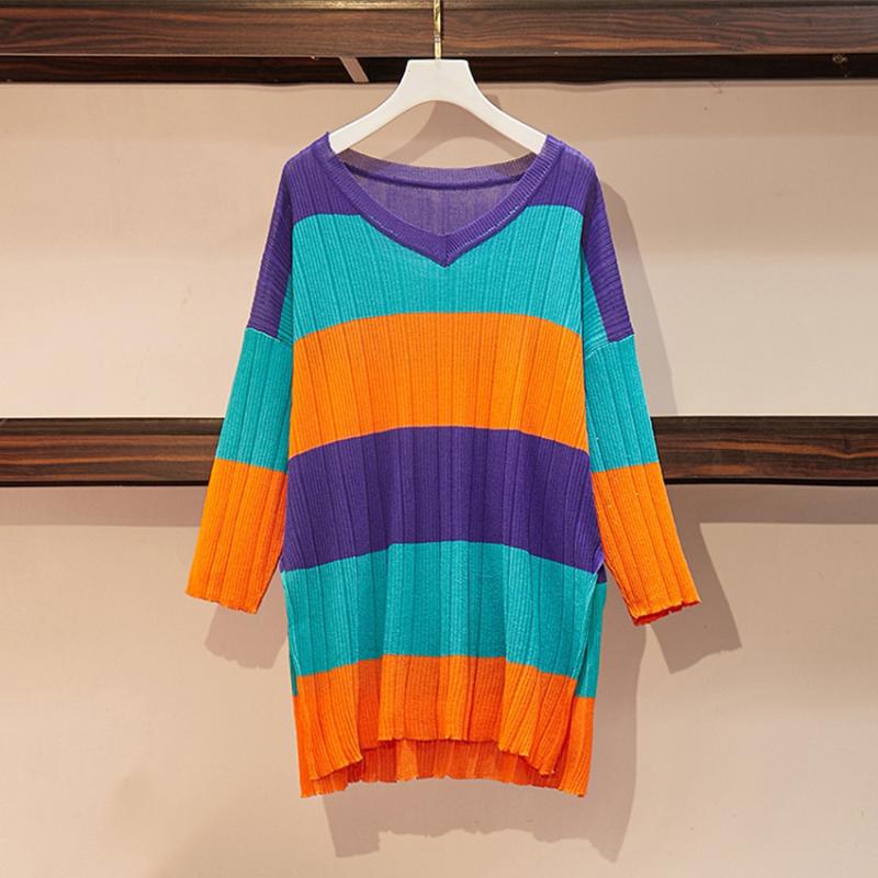 4xl Oversized Sweater Korean Style Woman V-Neck Casual Loose Striped Knitted Sweaters And Pullovers Womens Tops Plus Size Jumper, As picture
4xl Oversized Sweater Korean Style Woman V-Neck Casual Loose Striped Knitted Sweaters And Pullovers Womens Tops Plus Size Jumper, As picture