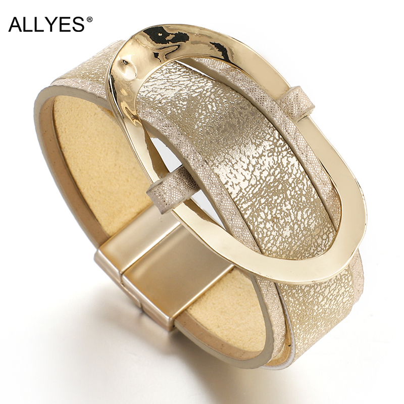 ALLYES Leather Bracelets For Women Fashion Metal Round Shape Big Charm Boho Wrap Wide Bracelet Bangles Femme Jewelry
ALLYES Leather Bracelets For Women Fashion Metal Round Shape Big Charm Boho Wrap Wide Bracelet Bangles Femme Jewelry