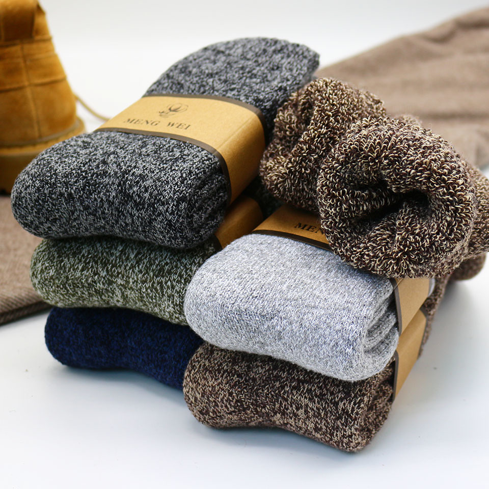 Winter Men's Thick Warm High Quality Wool Socks Harajuku Retro Super Thick Snow Casual Antifreeze Socks 3 Pair 200924