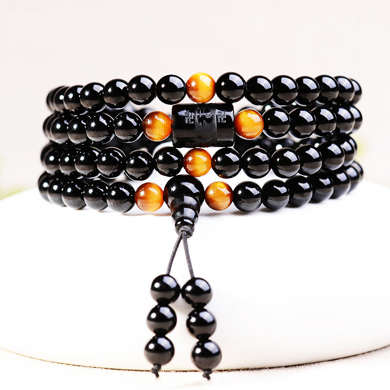 New Couples Obsidian Rosary Bracelet Tiger Eye Stone Beads Six Words Buddha Lucky Amulet Strand Bracelets Gift Jewelry
New Couples Obsidian Rosary Bracelet Tiger Eye Stone Beads Six Words Buddha Lucky Amulet Strand Bracelets Gift Jewelry