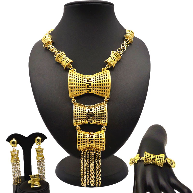 African Bridal Gift Wedding Dubai Gold Jewelry Sets for Women Fashion Costume Jewelry Big Necklace Bracelet Earrings Set, As pic
African Bridal Gift Wedding Dubai Gold Jewelry Sets for Women Fashion Costume Jewelry Big Necklace Bracelet Earrings Set, As pic