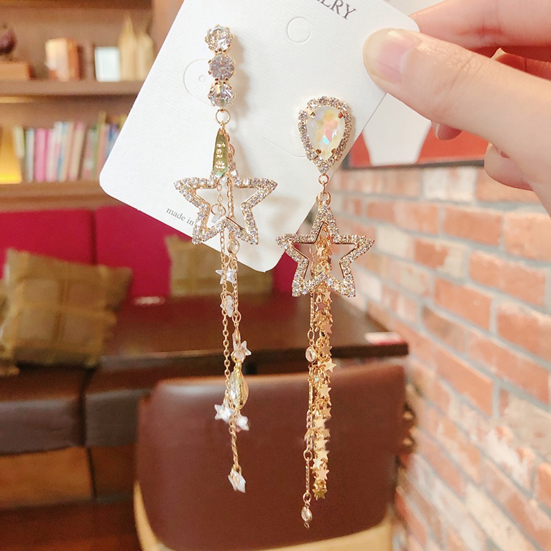 Dangle & Chandelier MENGJIQIAO Korean Hollow Rhinestone Star Tassel Long Drop Earrings For Women Girls Fashion Asymmetric Pendientes Jewelry
Dangle & Chandelier MENGJIQIAO Korean Hollow Rhinestone Star Tassel Long Drop Earrings For Women Girls Fashion Asymmetric Pendientes Jewelry