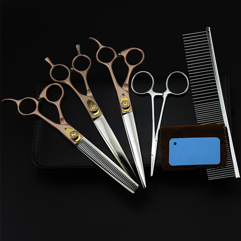 Customize 5 kit Japan 440c gold 7 inch Pet dog grooming hair cutting scissors set thinning shears barber hairdressing scissors
Customize 5 kit Japan 440c gold 7 inch Pet dog grooming hair cutting scissors set thinning shears barber hairdressing scissors