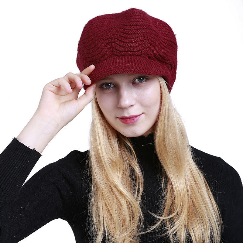 Berets Women Plush Inside Flat Brim Knitted Hat Autumn Winter Solid Color Soft Visor Beanie Ski Cap Elegant Female Bonnet
Berets Women Plush Inside Flat Brim Knitted Hat Autumn Winter Solid Color Soft Visor Beanie Ski Cap Elegant Female Bonnet