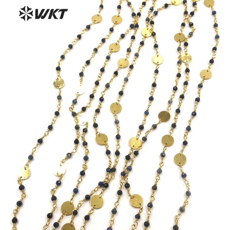 WT-RBC145 new popular blue vein stone beads chain with Gold Electroplated brass chain Rosary 10 meters For Jewelry Making
WT-RBC145 new popular blue vein stone beads chain with Gold Electroplated brass chain Rosary 10 meters For Jewelry Making