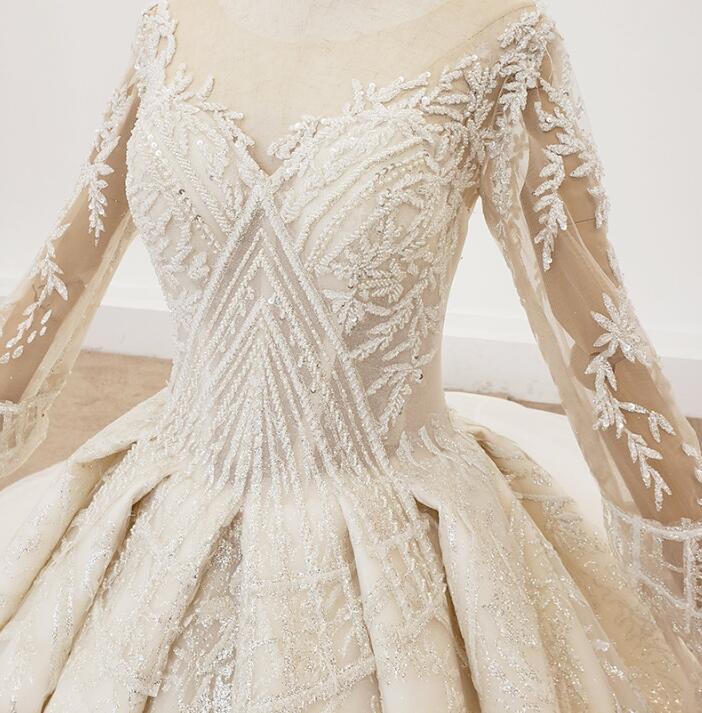 Luxury Castle Wedding Dresses Custom Made Wedding Dress High Quality Desjgher Handmade Bridal Gowns Beaded Sweep Train Vestidos De Novia