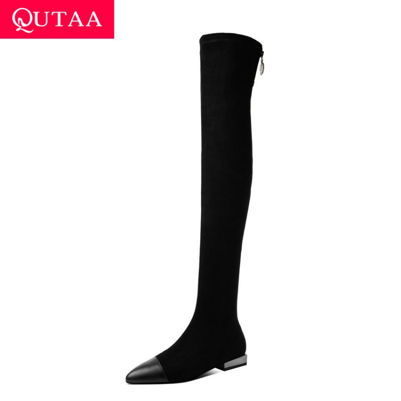 QUTAA 2021 Pointed Toe Zipper Over The Knee Boots PU Stretch Flock Women Boots Autumn Winter Square Heel Women Shoes Size 34-39, Black
QUTAA 2021 Pointed Toe Zipper Over The Knee Boots PU Stretch Flock Women Boots Autumn Winter Square Heel Women Shoes Size 34-39, Black