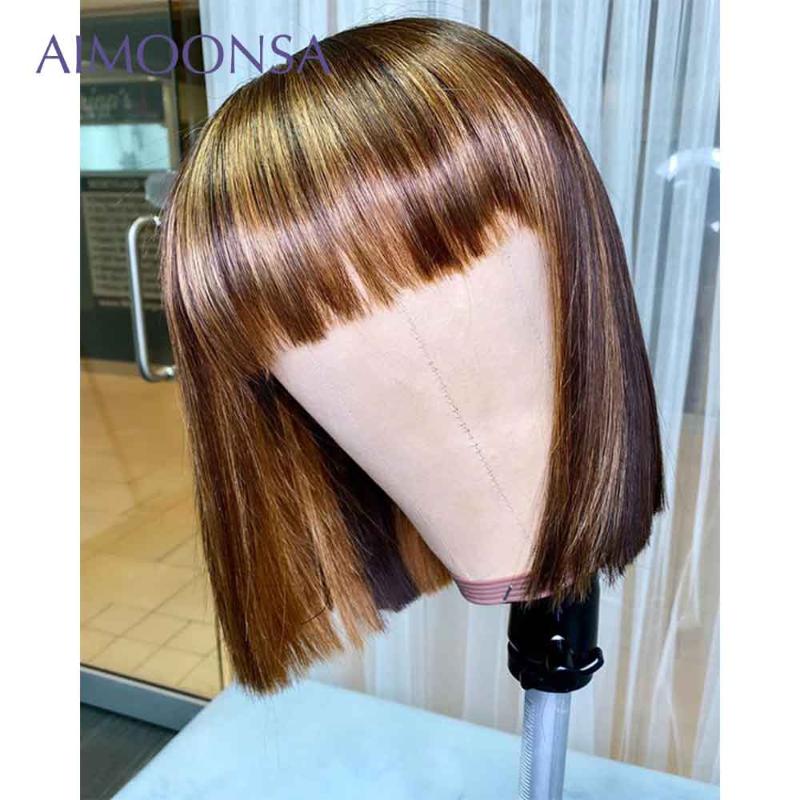 Fringe Wig With Bangs Bob Human Hair Wig Highlight Short Bang Human Hair Bob Straight Lace Front Wigs For Women 13x4 Remy150, As pic
Fringe Wig With Bangs Bob Human Hair Wig Highlight Short Bang Human Hair Bob Straight Lace Front Wigs For Women 13x4 Remy150, As pic