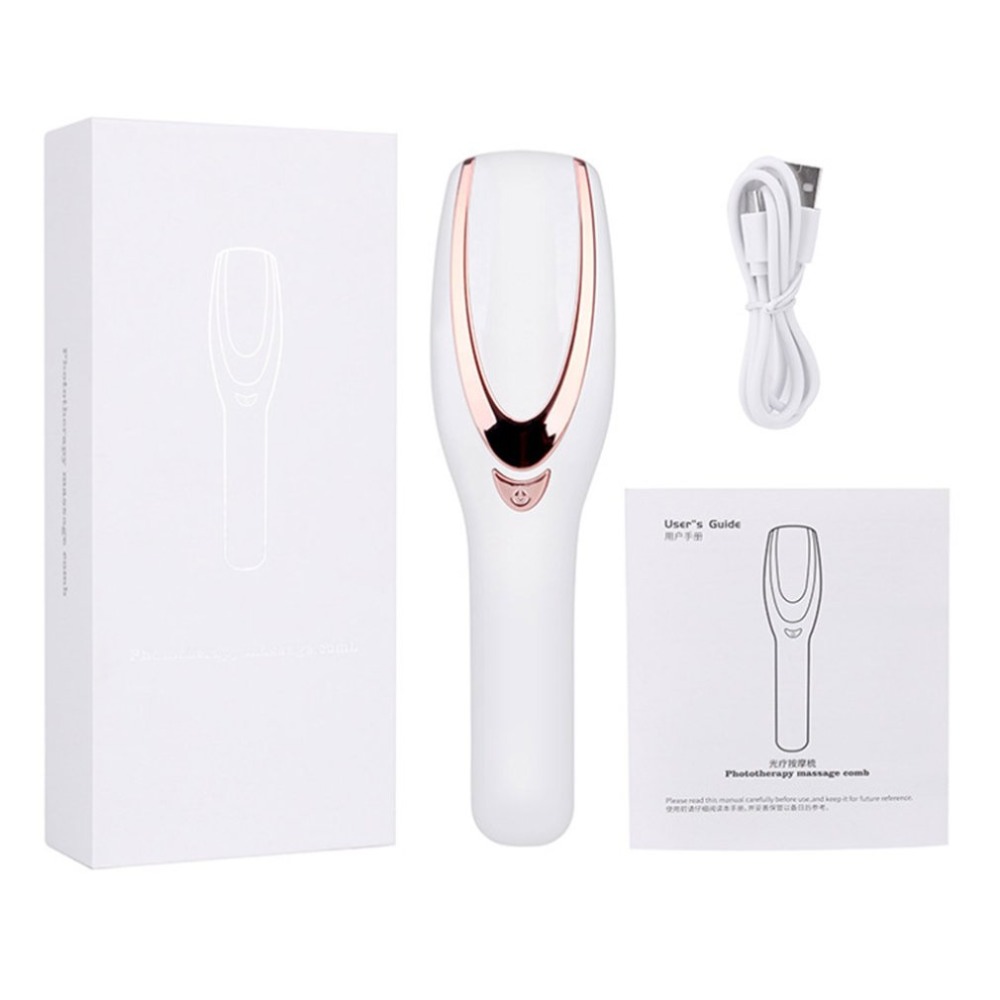 Phototherapy LED Light Hair Growth Comb Vibrating Head Massager Brush USB Rechargeable Scalp Hair Loss Treatments Stress Relief
