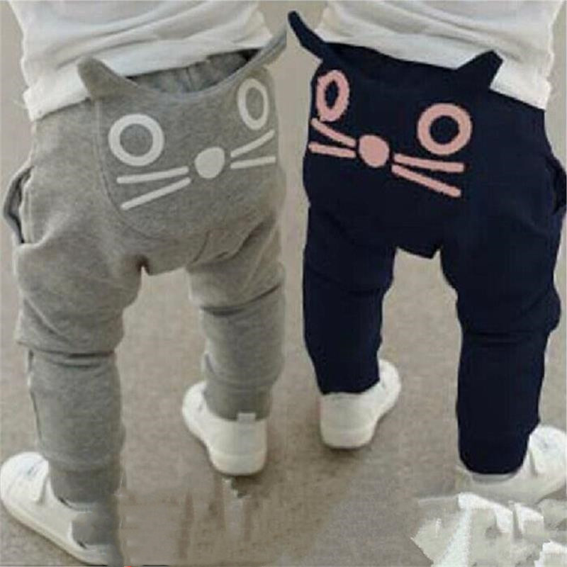 spring and autumn kids clothing boys girls harem pants cotton owl trousers baby fashion, Gray