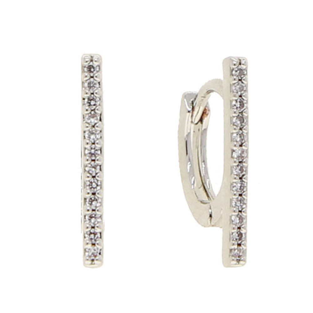 2024 Geometric CZ bar Mini Circle hoop earring for women girl multi piercing hole simple fashion earrings Christmas geometric jewelry gifts