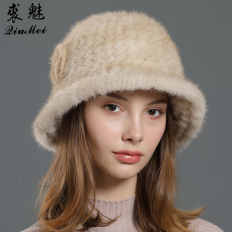 Women's Fedoras Genuine Knitting Winter Elegant Ladies Luxury Fur Flower Design Classic Real Fur Bucket Hats Female, Black
Women's Fedoras Genuine Knitting Winter Elegant Ladies Luxury Fur Flower Design Classic Real Fur Bucket Hats Female, Black