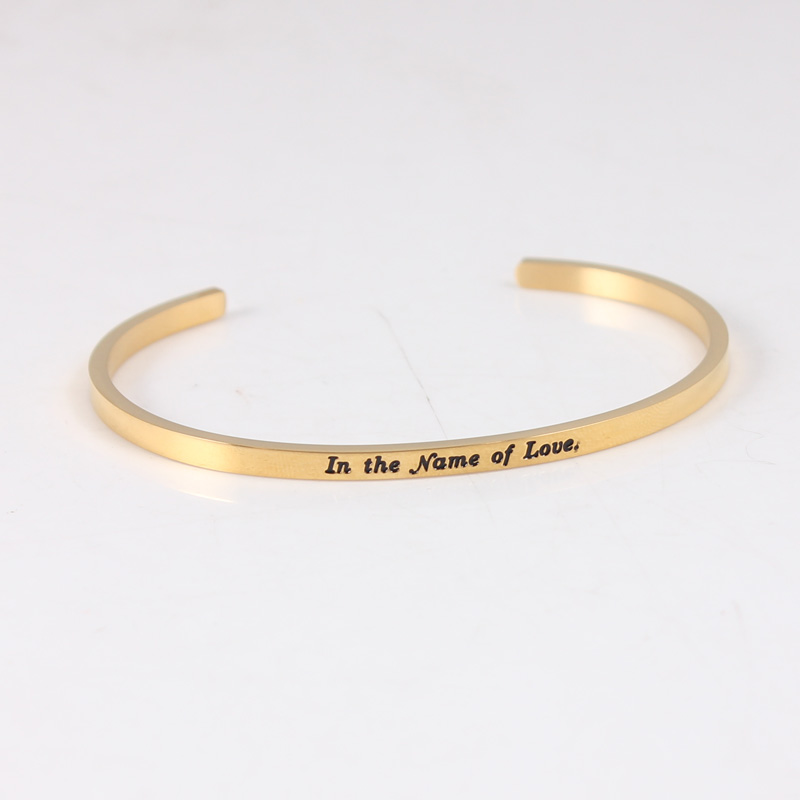 316L Stainless Steel Open Cuff Bracelets Bangles Gold In the name of love Inspirational Mantra Bracelets For Women
316L Stainless Steel Open Cuff Bracelets Bangles Gold In the name of love Inspirational Mantra Bracelets For Women