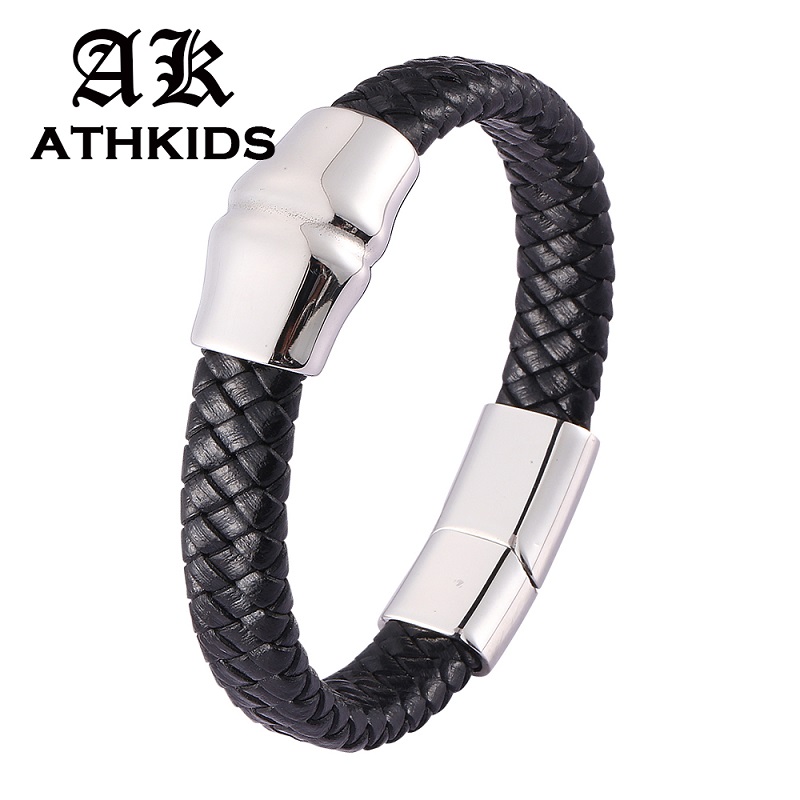 Personality Gifts Black Braided Leather Bracelet Men Jewelry Stainless Steel Magnet Clasp Trendy Woven Wrist Band PD0475
Personality Gifts Black Braided Leather Bracelet Men Jewelry Stainless Steel Magnet Clasp Trendy Woven Wrist Band PD0475