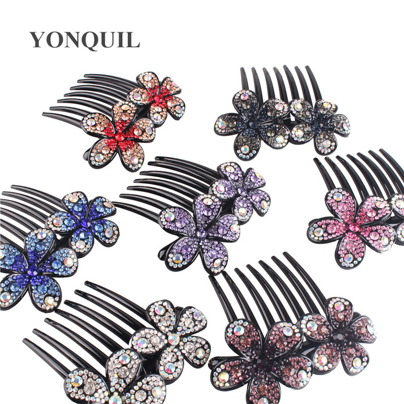 

Fashion Women Girls Flower Hair Combs crystal Sweet Korea Hairpin Crab Pearls Elegant Ladies Mom Rhinestone Hair Accessories