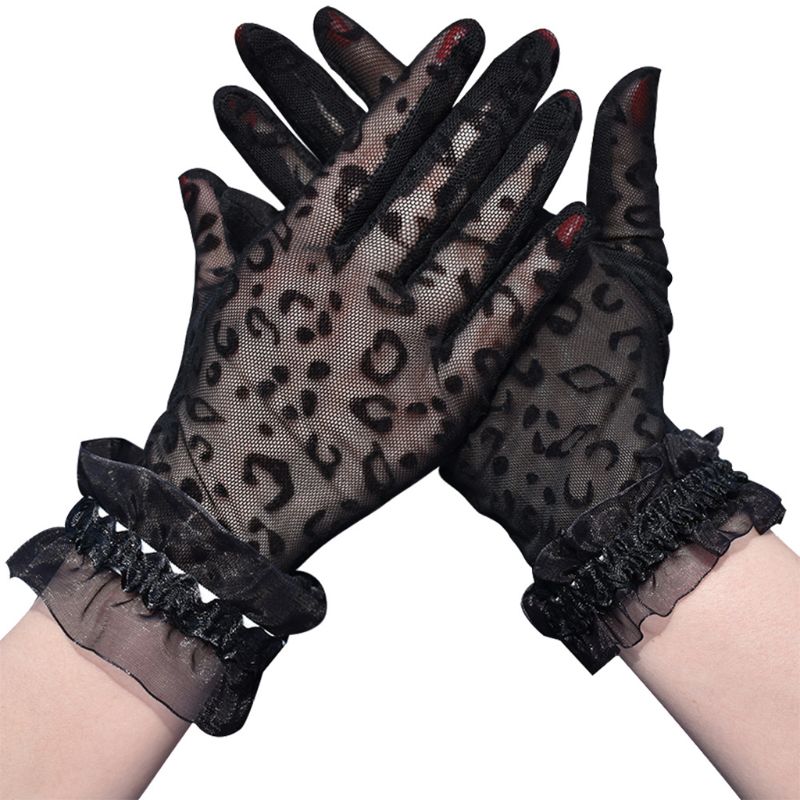 Women Summer Mesh Fishnet Leopard Short Gloves Shiny Ruffles Trim Wrist Length Anti-UV Sunscreen Driving Full Finger
Women Summer Mesh Fishnet Leopard Short Gloves Shiny Ruffles Trim Wrist Length Anti-UV Sunscreen Driving Full Finger