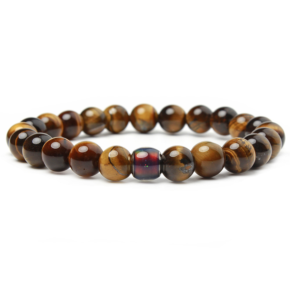 Natural Polished Blue Tiger Eye Stone Bracelets For Women Men Fashion Classic Elastic Hematite Bracelets Femme Bangle Jewelry