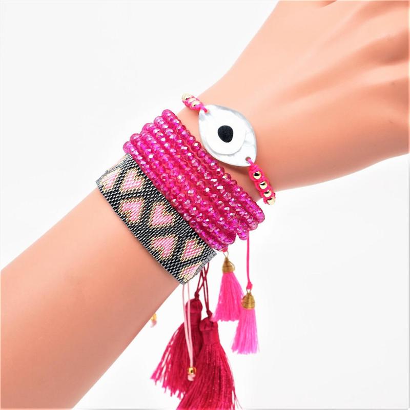GRAPES fashion one set heart bangles handmade women braided crystal miyuki bead bracelets Evil Eye Bileklik Gold Crystal Tassel
GRAPES fashion one set heart bangles handmade women braided crystal miyuki bead bracelets Evil Eye Bileklik Gold Crystal Tassel