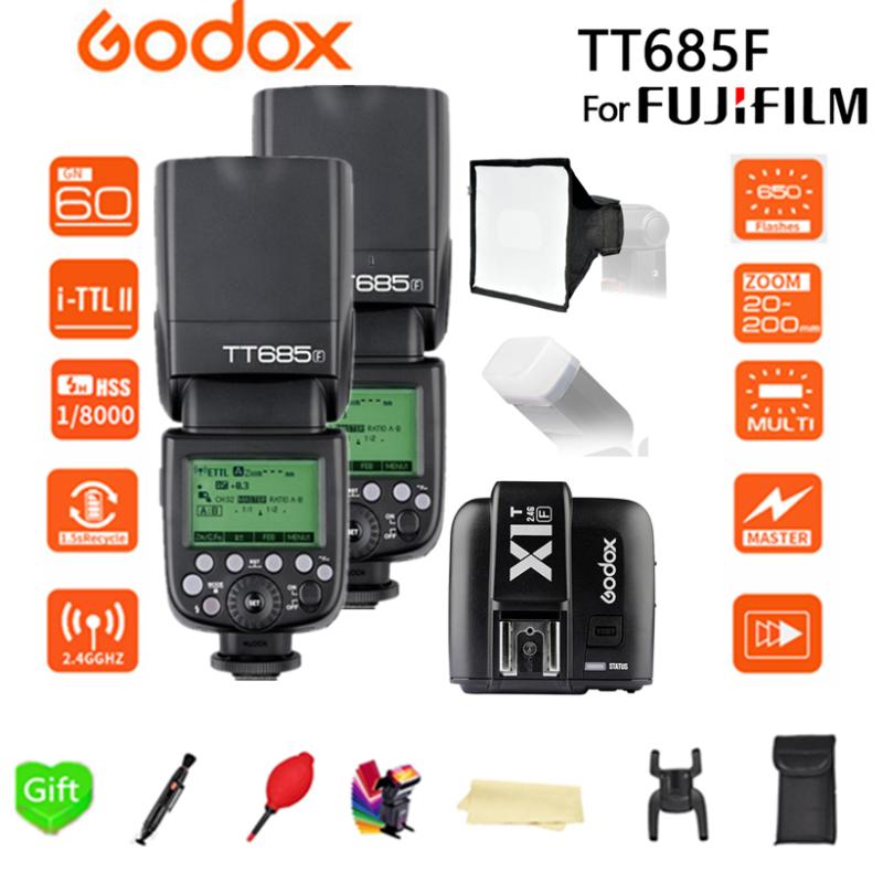 2*Godox685F685 Flash 2.4G HSS 1/8000 sL GN60 Wireless Speedlite + X1T-F Transmitter + gift for Fuji Camera
2*Godox685F685 Flash 2.4G HSS 1/8000 sL GN60 Wireless Speedlite + X1T-F Transmitter + gift for Fuji Camera