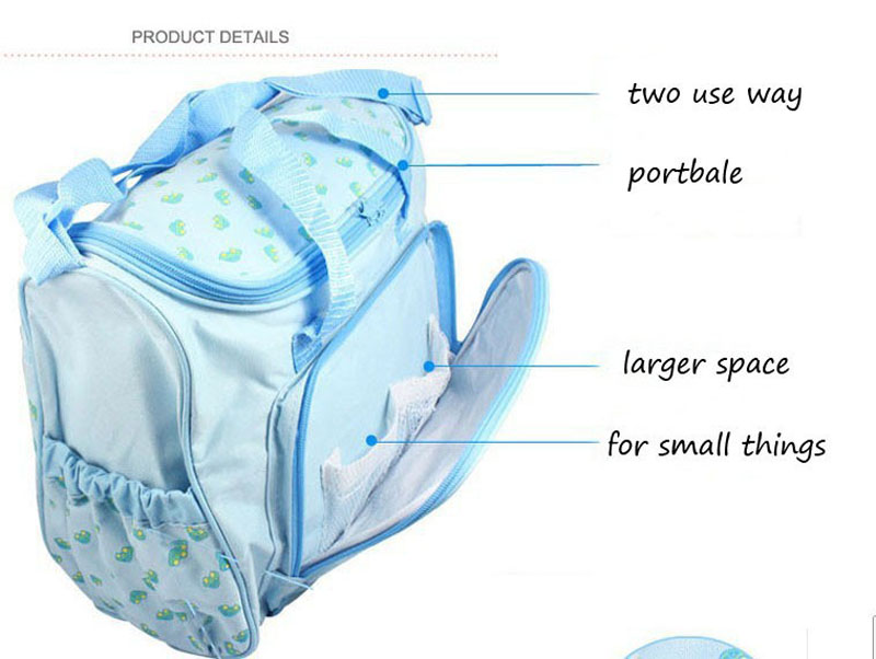 Diaper Bags 4Pcs/Set Mummy Bag Multi-Function Mommy Baby Diapers Nappies Large Capacity Changing Small Pad Bottle Holder Set 3color1