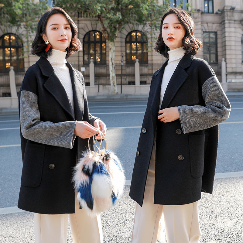 Wool Coat Women Double Sided Jacket Winter Coat Women Spliced Streetwear Windbreaker Abrigos Mujer Invierno 2020 65032 YY695, Black
Wool Coat Women Double Sided Jacket Winter Coat Women Spliced Streetwear Windbreaker Abrigos Mujer Invierno 2020 65032 YY695, Black