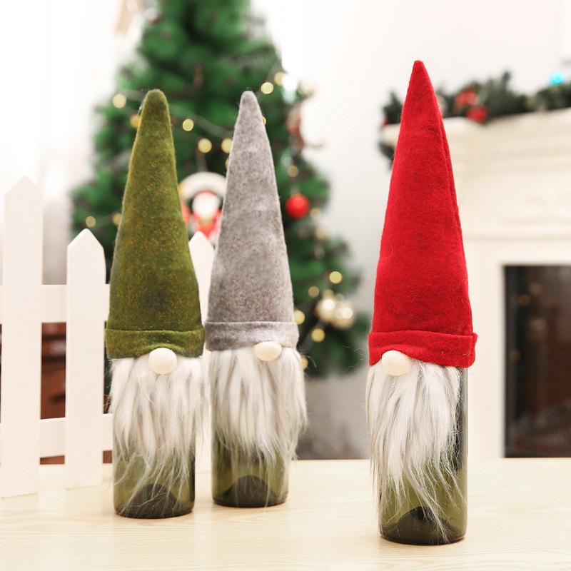 New Christmas Gift Bag Decorations Santa Claus Wine Glass Bottle Set Party Home Decors FY7175