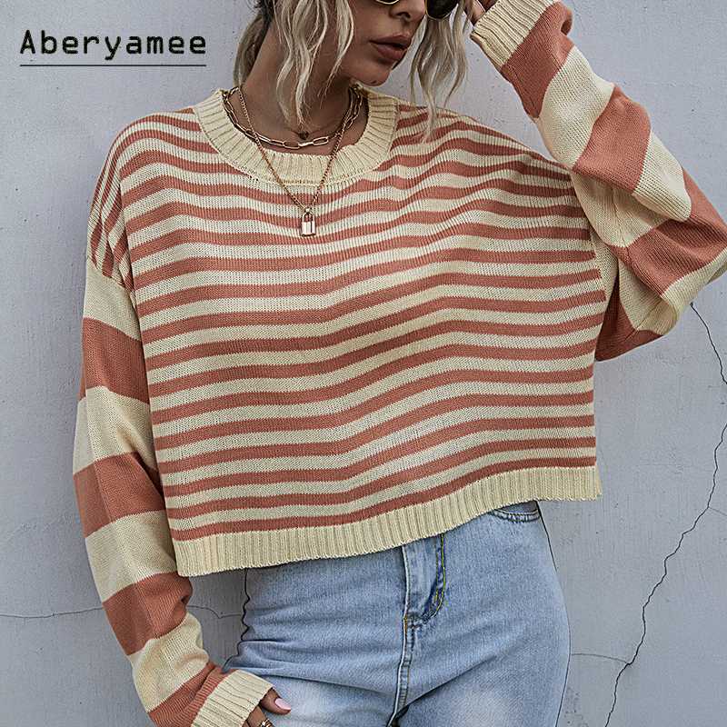 Aberyamee Round Neck Sweater For Women Striped Oversized Ladies Pullovers Casual High Street New Autumn Long Sleeve Jumpers, Orange
Aberyamee Round Neck Sweater For Women Striped Oversized Ladies Pullovers Casual High Street New Autumn Long Sleeve Jumpers, Orange