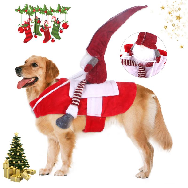 Dog Apparel Christmas Clothes Dogs Horse Riding Cosplay With Faceless Doll Pet Clothing For Puppy