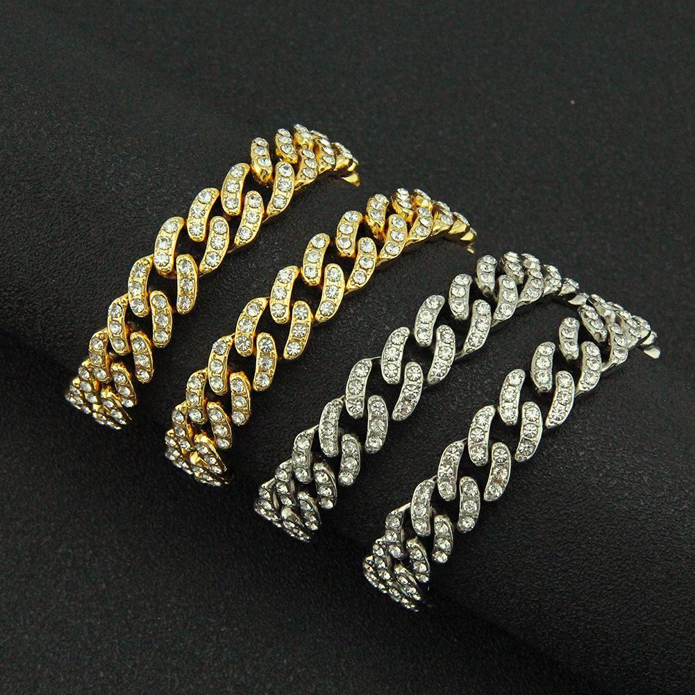 13mm New Fashion Hip Hop Rapper Mens Gold Bling Diamond Cuban Link Chain Necklace Choker Masculina Bijoux Jewelry Curb Chains for Men Women