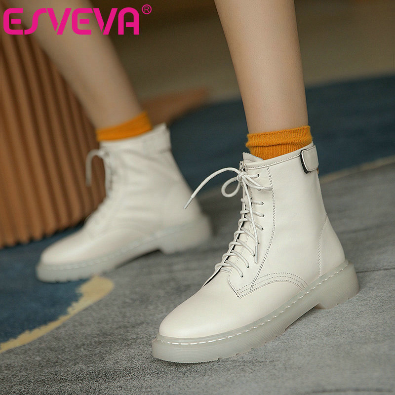 ESVEVA 2021 Lace Up Square Low Heel PU+Leather Ankle Boots Women Boots Shoes Round Toe Platform Zipper Size 34-42, Black-pu
ESVEVA 2021 Lace Up Square Low Heel PU+Leather Ankle Boots Women Boots Shoes Round Toe Platform Zipper Size 34-42, Black-pu