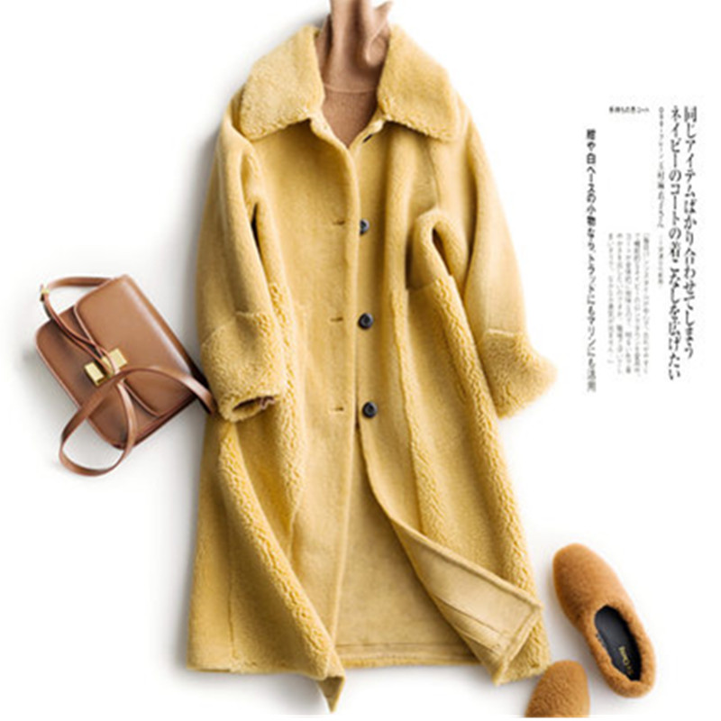 Fur coat Women 2020 Autumn winter Granule Velvet Coat Long Section Sheep Shearing Fur one Wool Faux jacket Female Outerwear, Yellow
Fur coat Women 2020 Autumn winter Granule Velvet Coat Long Section Sheep Shearing Fur one Wool Faux jacket Female Outerwear, Yellow