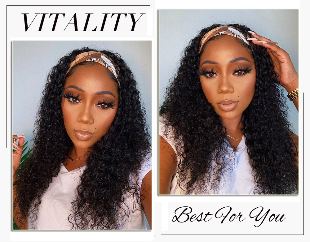 Ishow Human Hair wigs With Headbands Body Wave Straight Water Headband None Lace Wig for All Ages African American Women 8-26inch Natural Color Kids M