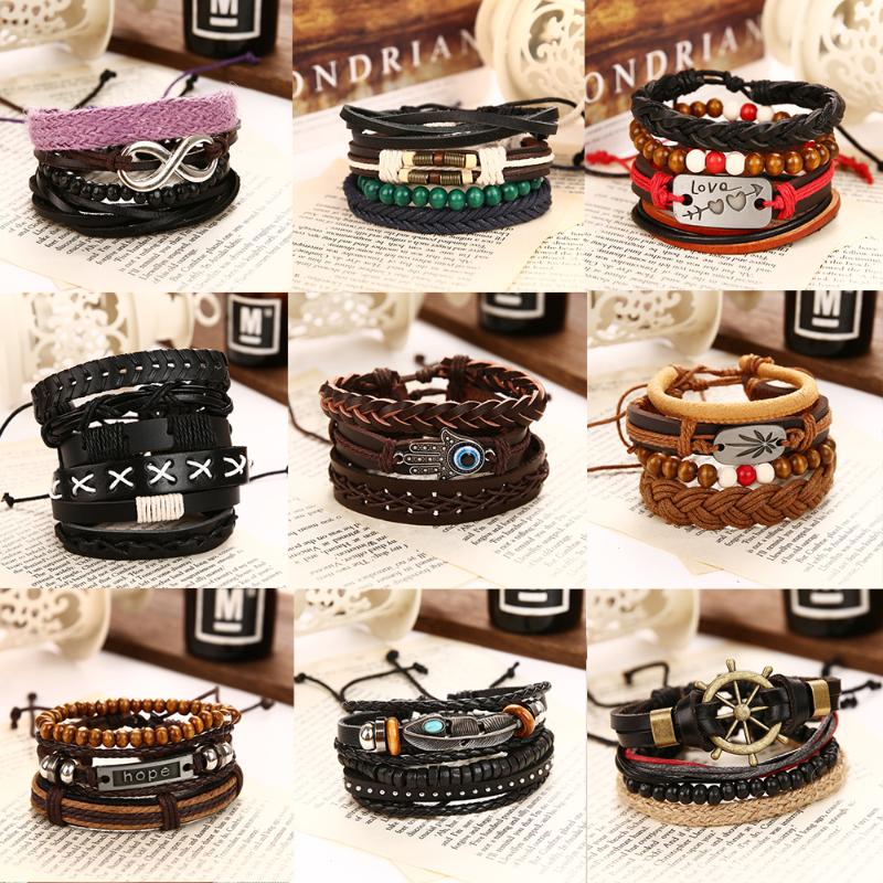 EN Fashion Leather Bracelet Men Multi-layer Weave Bracelet Punk Wrap Bracelets for Women Men Jewelry
EN Fashion Leather Bracelet Men Multi-layer Weave Bracelet Punk Wrap Bracelets for Women Men Jewelry