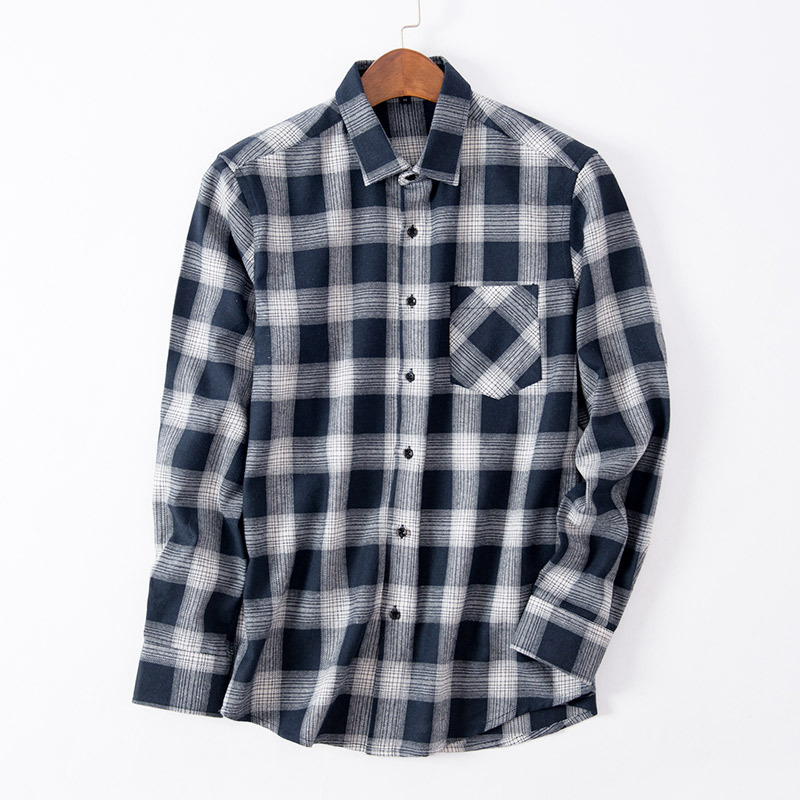 Quality Flannel Plaid Men Shirt Cotton Spring Autumn Casual Long Sleeve Dress Shirts Soft Comfort Slim Fit Button Down Clothes T200915